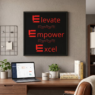 Affiche Rouge & Noir Élever Autonomiser Exceller Motivatio