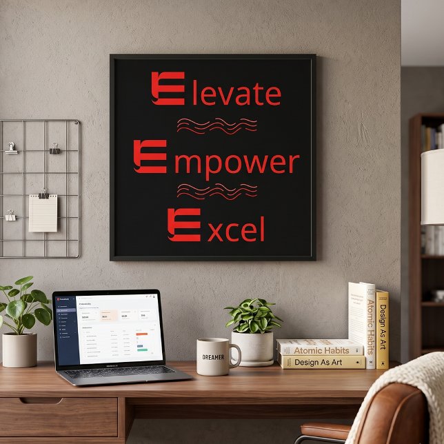 Affiche Rouge & Noir Élever Autonomiser Exceller Motivatio (Créateur téléchargé)