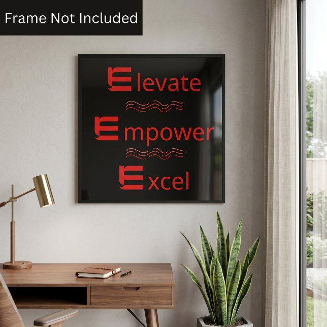 Affiche Rouge & Noir Élever Autonomiser Exceller Motivatio (Créateur téléchargé)