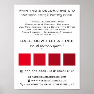 Affiche Rouge Ombre Carrés, Peintre & Décorateur