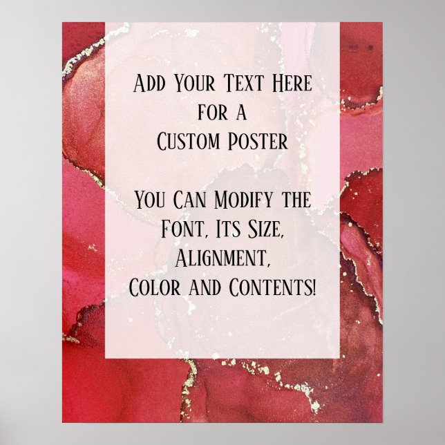 Affiche Rouge & Or Abstrait Encre d'alcool do-it-yourself  (Devant)