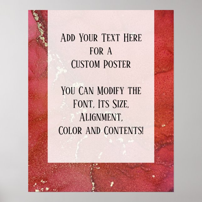 Affiche Rouge & Or Abstrait Encre d'alcool do-it-yourself  (Devant)
