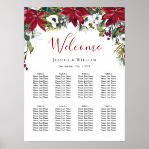 Affiche Rouge Poinsettia 8 Tables Mariage GRAPHIQUE DE SIÈ