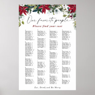 Affiche Rouge Poinsettia Alphabet Noël GRAPHIQUE DE SIÈGE