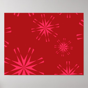 Affiche Rouge, rose, cool tendance fleur d'étoiles moderne