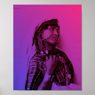 Affiche Rouge rose Maghreb tunisienne traditionnelle fille