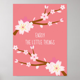 Affiche Rouge rose Sakura Cherry Blossom Japonais