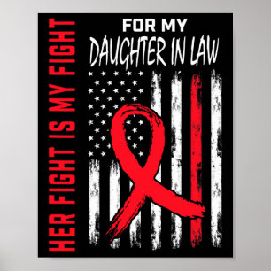 Affiche Rouge Sa Fille De Combat En Droit Maladie Cardiaqu