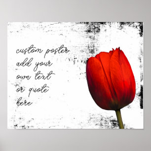 Affiche rouge tulip ajouter du texte en noir et blanc