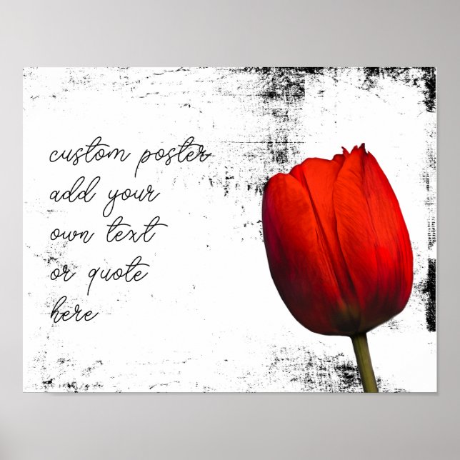 Affiche rouge tulip ajouter du texte en noir et blanc (Devant)