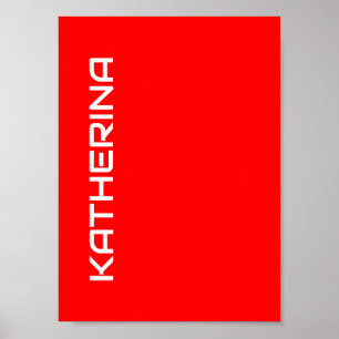 Affiche Rouge Uni   Nom Classique Blanc