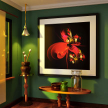Rouge Vert Floral Moderne Art Abstrait Motif #02