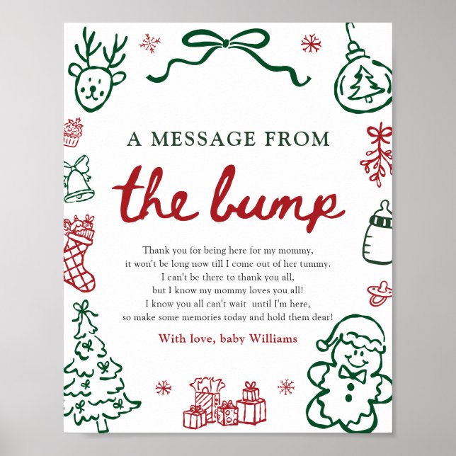 Affiche Rouge Vert Hiver Un Message Du Signe De Grossesse (Devant)