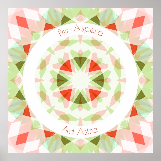 Affiche Rouge Vert Par Aspera Ad Astra Étoiles Motivationn (Devant)
