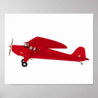 Affiche Rouge Vintage Avion Enfants Décor Imprimer l'affic