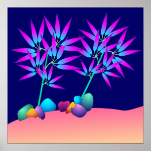 Affiche rougeoyante de plantes