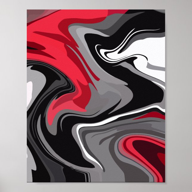 Affiche Rouges, noirs, blancs et gris dynamiques Vagues ab (Devant)