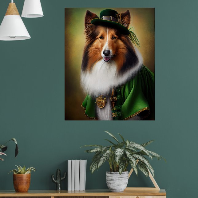 Affiche Rough Collie en robe de la Saint-Patrick (Salon 1)