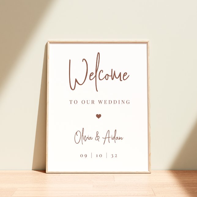 Affiche Rouille | Accueil de Mariage de script manuscrit m (Créateur téléchargé)