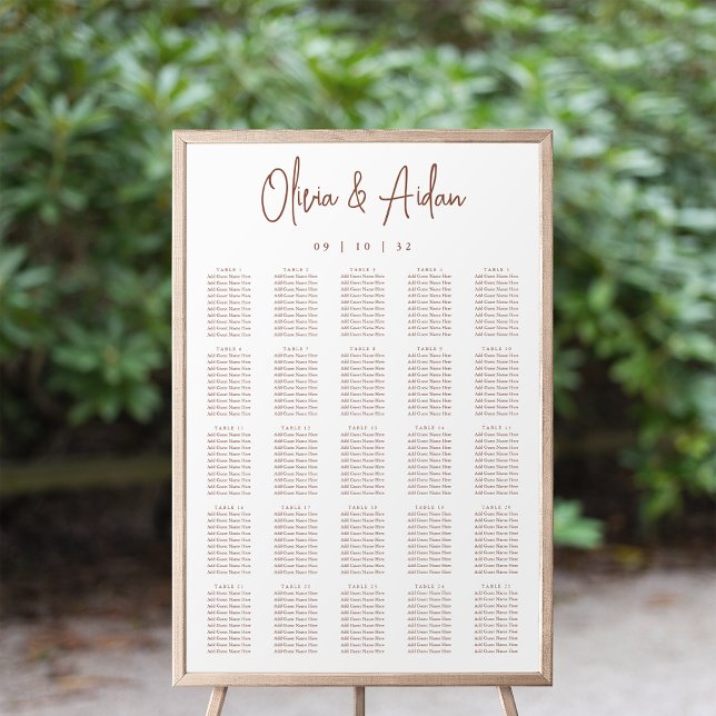 Affiche Rouille | Carte de siège Mariage XL manuscrit mode (Créateur téléchargé)