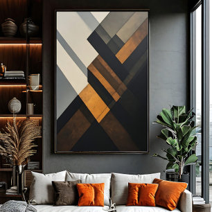 Affiche Rouille Texturée Géométrique Abstraite Moderne