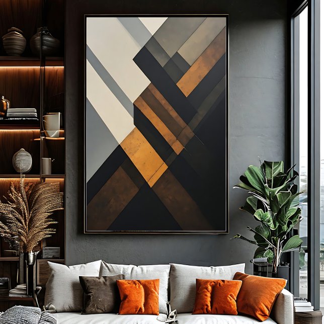 Affiche Rouille Texturée Géométrique Abstraite Moderne (Créateur téléchargé)
