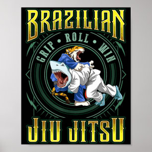 Affiche Roulade de prise BJJ - Requin de Jiu Jitsu de grap