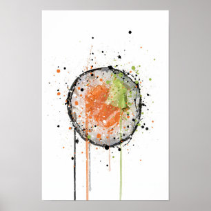 Affiche Roulé de sushi au saumon Tekkamaki