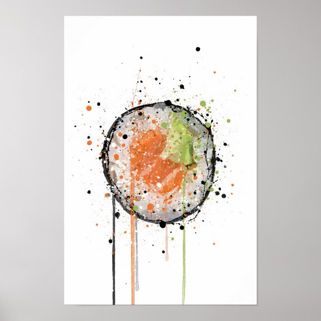 Affiche Roulé de sushi au saumon Tekkamaki (Devant)