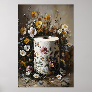 Affiche Rouleau de papier toilette floral, Dark Academia
