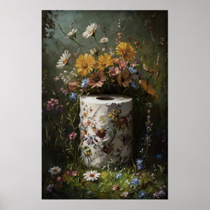 Affiche Rouleau de papier toilette floral imprimé, Dark Ac