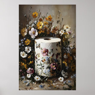 Affiche Rouleau de papier toilette floral imprimé, Dark Ac