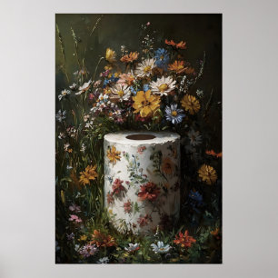 Affiche Rouleau de papier toilette floral imprimé, Dark Ac