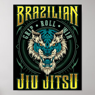 Affiche Rouleau de poignée BJJ Gagnant - Tête de Tigre Gra