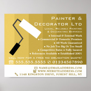 Affiche Rouleau, Peintre & Décorateur Or Ombre & Peinture