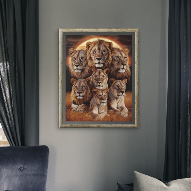 Affiche Roulement de la nuit : Lions au clair de lune (Créateur téléchargé)