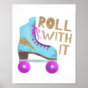 Affiche ROULER AVEC Devis de typographie de patinage à r