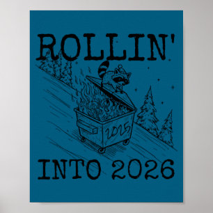 Affiche Rouler En 2026 Bonne Année Raton Laveur Hommes Fem