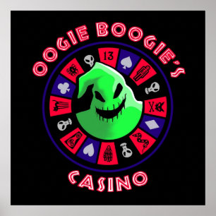 Affiche Roulette Oogie Boogies Casino Roulette en Lit Noir