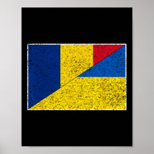 Affiche Roumanie Drapeau Ukraine Roumain Fierté Ukrainienn