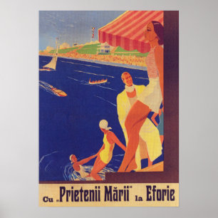 Affiche Roumanie Print, Retro Travel Poster, Eforie Romani