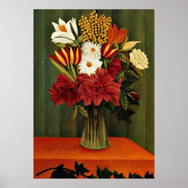 Affiche Rousseau - Bouquet de fleurs avec une Branche d'Iv (Devant)