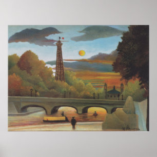 Affiche Rousseau Seine et Tour Eiffel au coucher du soleil