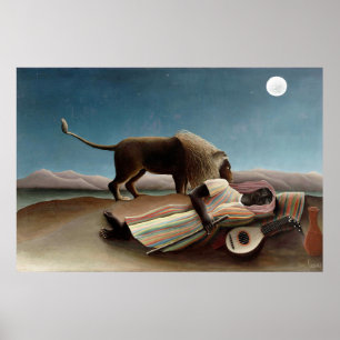 Affiche Rousseau Sleeping Gypsy Lion Painting