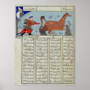 Affiche Roustem capturant son cheval, du 'Shahnama