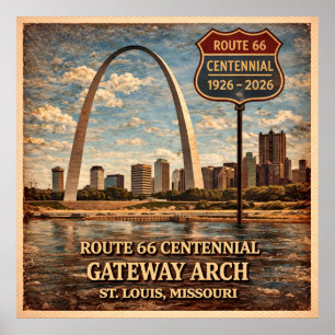 Affiche Route 66 Arc de la Porte de Saint-Louis