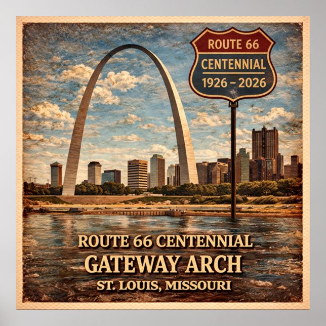 Affiche Route 66 Arc de la Porte de Saint-Louis (Devant)