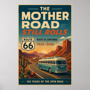 Affiche route 66 Bus de la route mère Centenaire Art du dé
