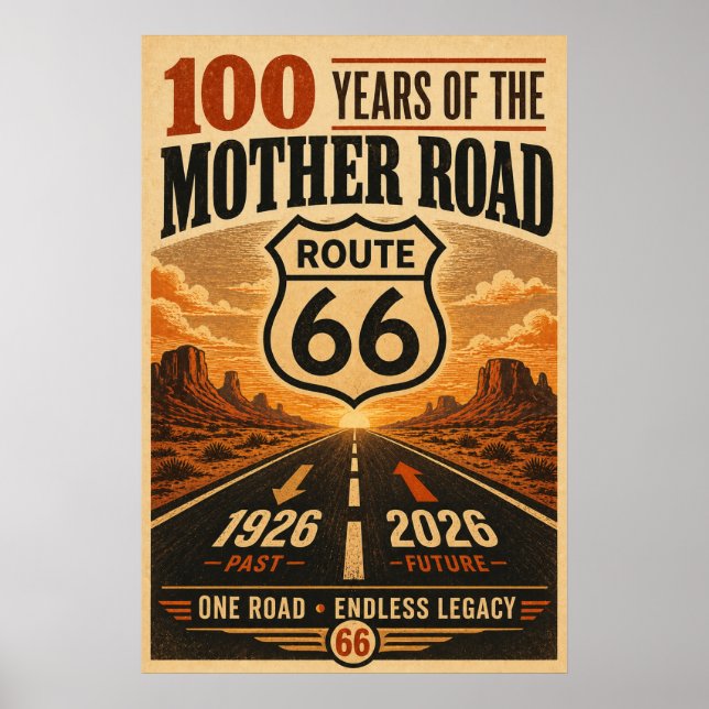 Affiche Route 66 Centenaire Art Legacy Desert Sunset (Devant)