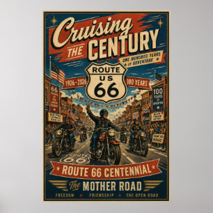 Affiche route 66 Centenaire Biker Main Street
